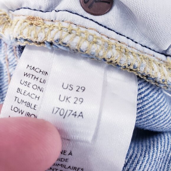 Free People Maggie Mid Rise Straight Jeans Distressed Raw Hem Womens Size 29 - Picture 9 of 9